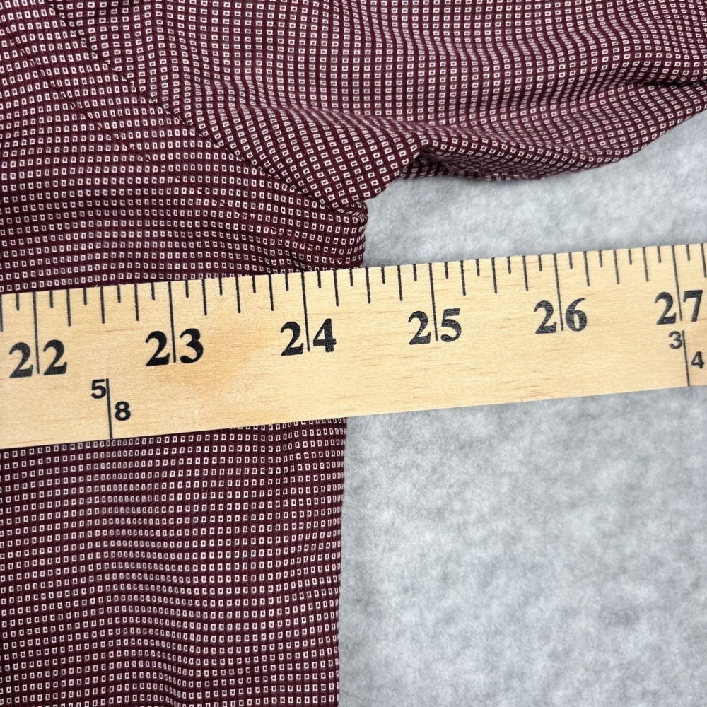 Tasso Elba Shirt Mens L Maroon & White Geometric Long Sleeve Button Up Cotton - Picture 12 of 12